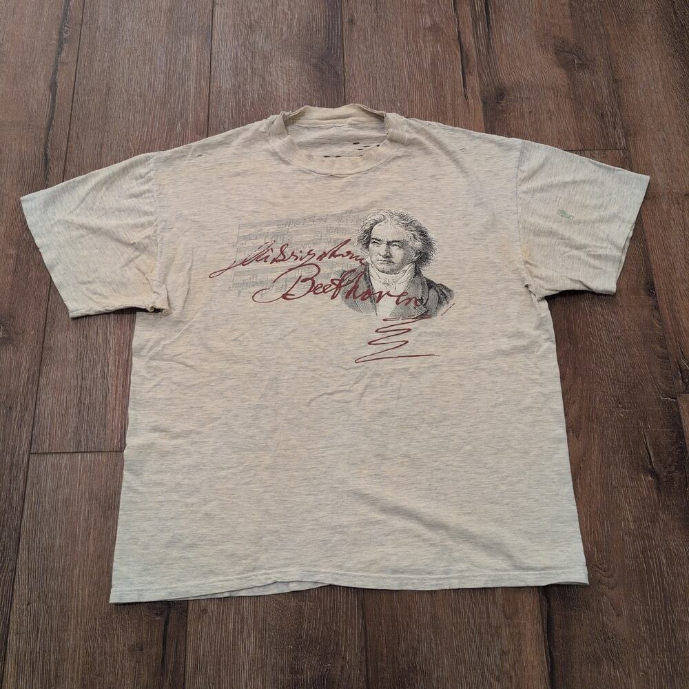 VTG Ludwig Van Beethoven‎ Adult XL Shirt Art Music Composer Distressed 1995 90s